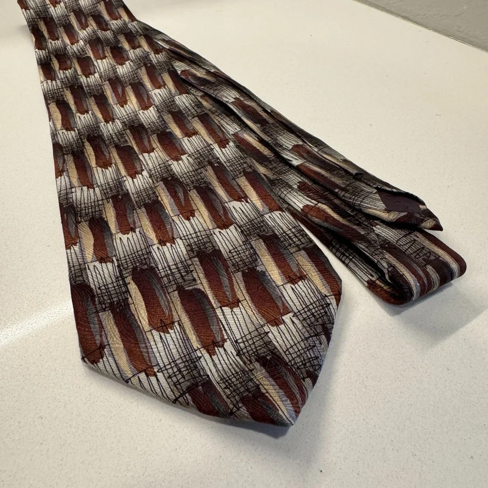 Vintage J Garcia Tie Abstract 100% Silk Old Money Quiet Comfort Necktie‎ Preppy